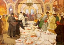 Обряд освящения куличей. И. С. Горюшкин-Сорокопудов. 1910